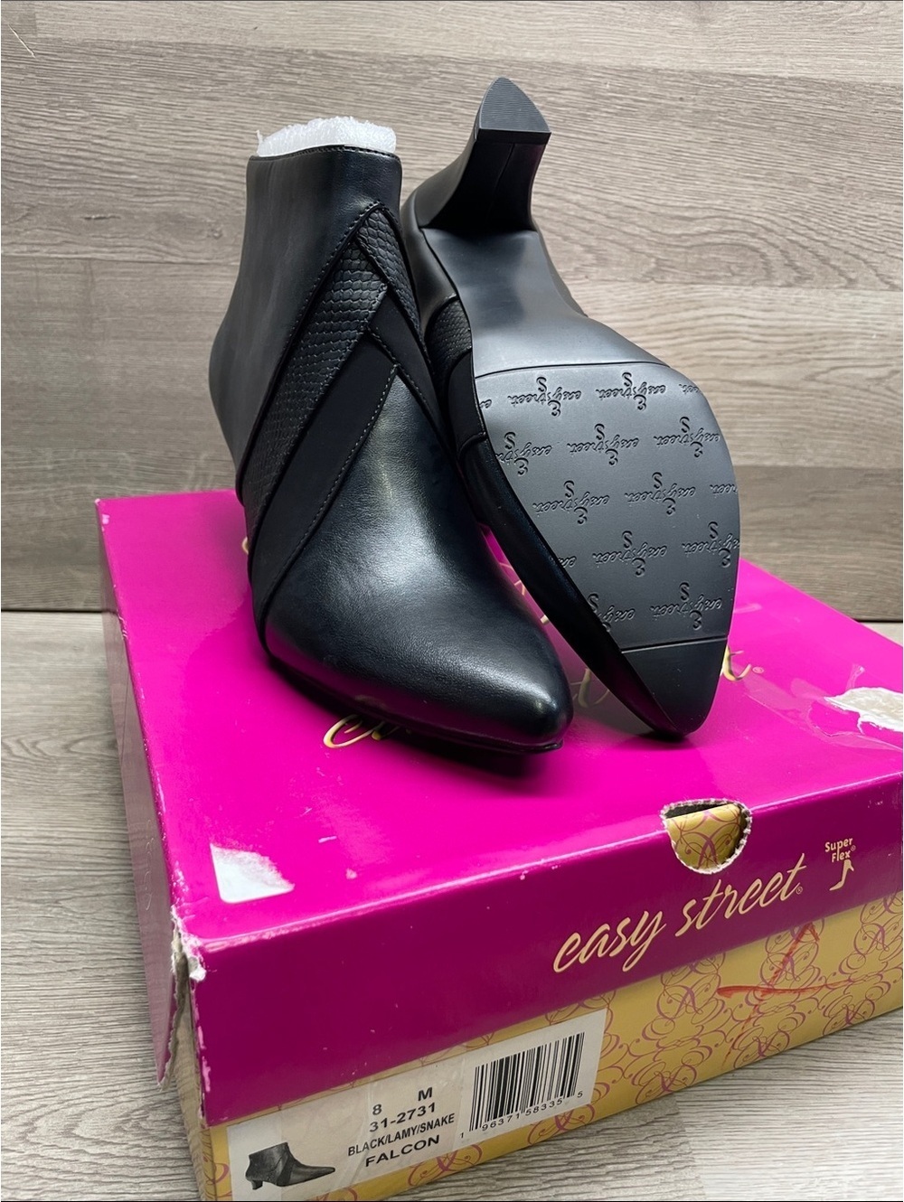 easy street Black Pointed Toe Ankle Booties #186